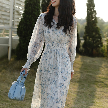 Mishow Spring Dresses For Women 2022 French Printed Chiffon Aline