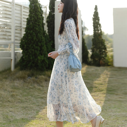 Mishow Spring Dresses For Women 2022 French Printed Chiffon Aline