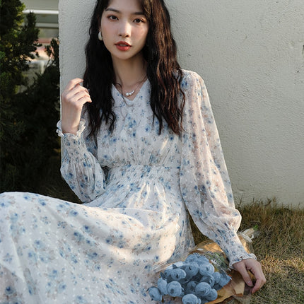 Mishow Spring Dresses For Women 2022 French Printed Chiffon Aline