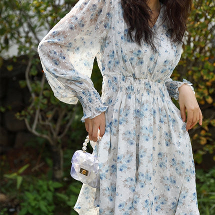 Mishow Spring Dresses For Women 2022 French Printed Chiffon Aline