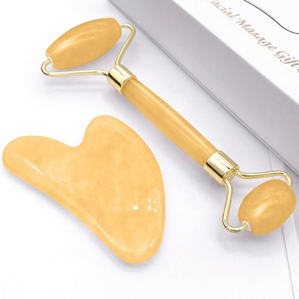 Resin Roller Face Massager 7 Colors Gua Sha Set Scraping Board Facial
