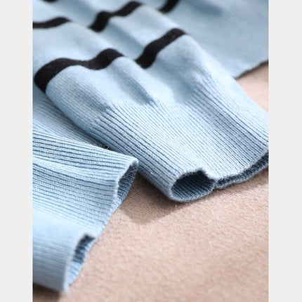 Vimly Blue Black Striped Sweater Women 2023 Spring Pullovers Knitwears