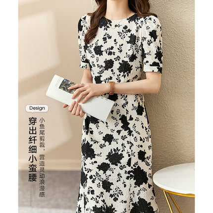 Vimly Elegant Floral Summer Dresses Black White Rose Spring 2023