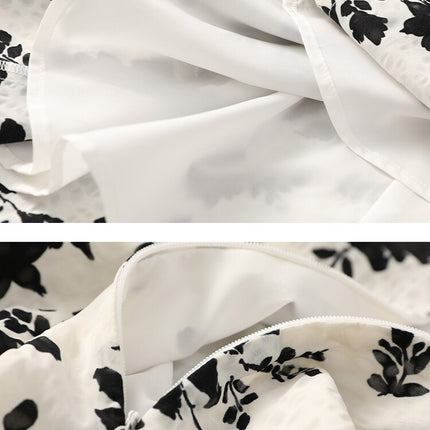 Vimly Elegant Floral Summer Dresses Black White Rose Spring 2023