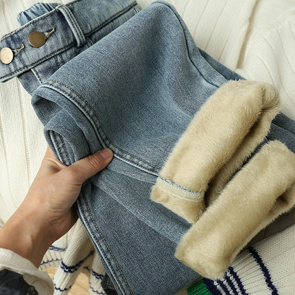 Winter Girls Jeans Women Soft High Waist Women'S Trousers Denim Loose