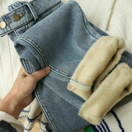 Winter Girls Jeans Women Soft High Waist Women'S Trousers Denim Loose