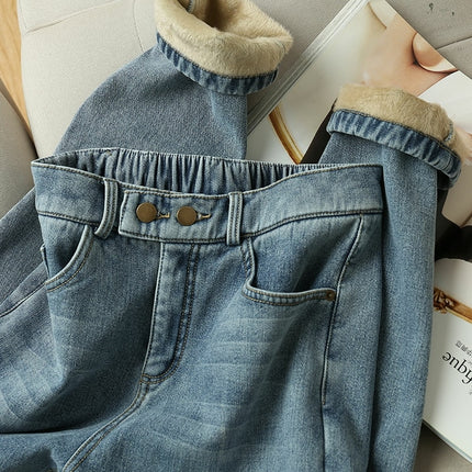Winter Girls Jeans Women Soft High Waist Women'S Trousers Denim Loose