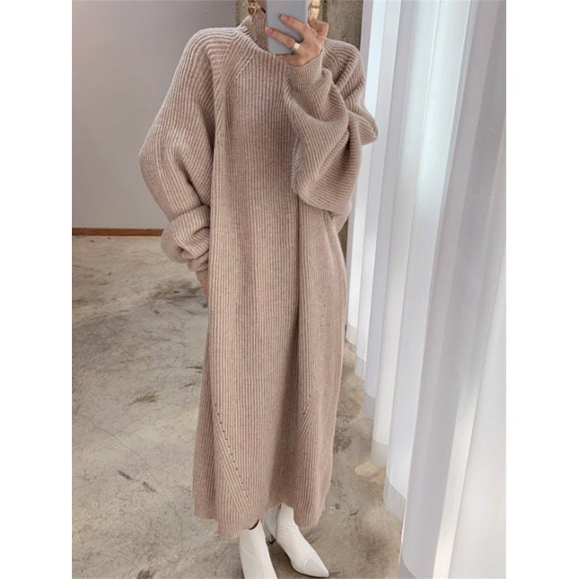 Women Dress Sweater Women Dress Thick Winter Fall Long Sleeve Knitted