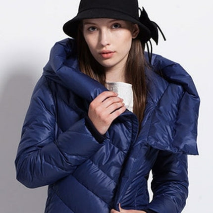 Womens Winter Down Coat Waterproof Long Thick Large Size Hat Black