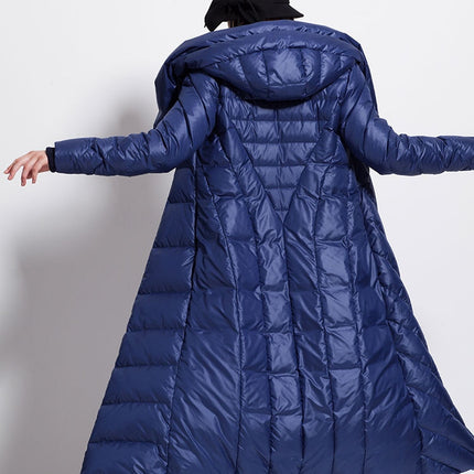 Womens Winter Down Coat Waterproof Long Thick Large Size Hat Black