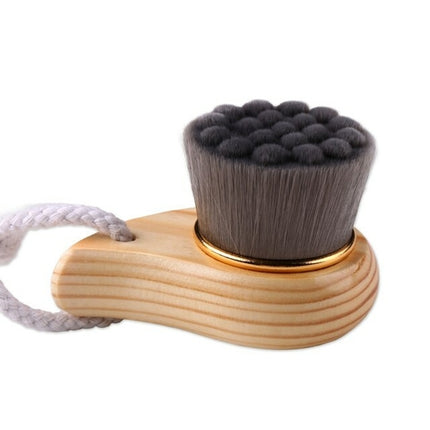 Wooden Handle Facial Cleansing Brush Soft Fiber Hair Exfoliating
