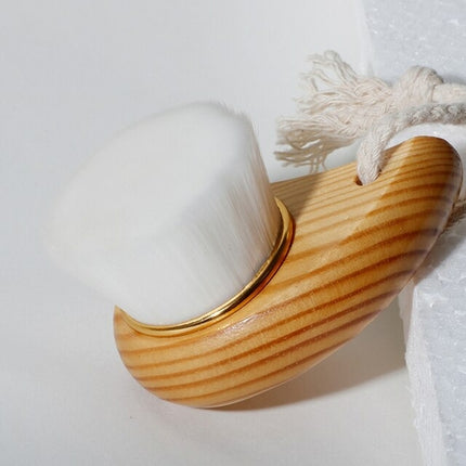 Wooden Handle Facial Cleansing Brush Soft Fiber Hair Exfoliating