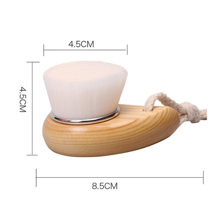 Wooden Handle Facial Cleansing Brush Soft Fiber Hair Exfoliating
