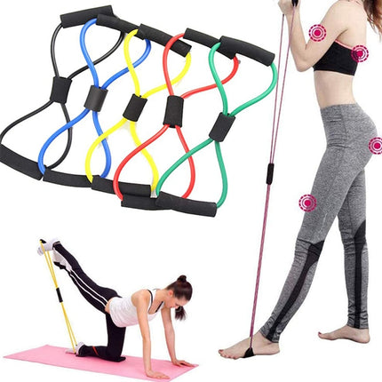 Yoga Resistance Exercise Bands Gym Fitness Equipment Pull Rope 8 Word