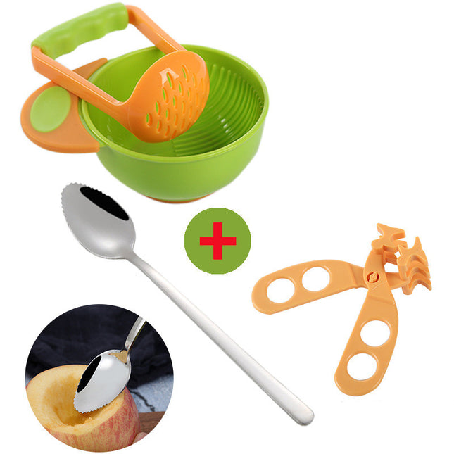 Baby Food Supplement Tool Grinding Bowl Supplementary Scissors Set