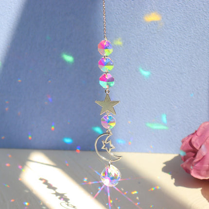 Suncatcher Crystal Sun And Moon Crystals Prism Rainbow Sun Catcher Garden Decoration Hanging Sundrop Window Patio Ornament