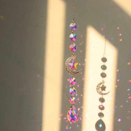 Suncatcher Crystal Sun And Moon Crystals Prism Rainbow Sun Catcher Garden Decoration Hanging Sundrop Window Patio Ornament