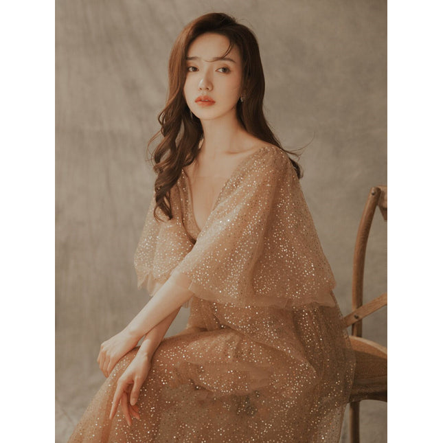 Sequin Fairy Wedding Dress Pregnant Women Photo Studio Clothing