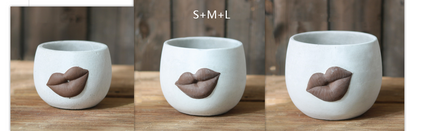 Creative Big Lips Cement Flower Pot Abstract Art