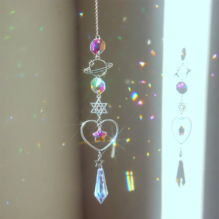 Suncatcher Crystal Sun And Moon Crystals Prism Rainbow Sun Catcher Garden Decoration Hanging Sundrop Window Patio Ornament