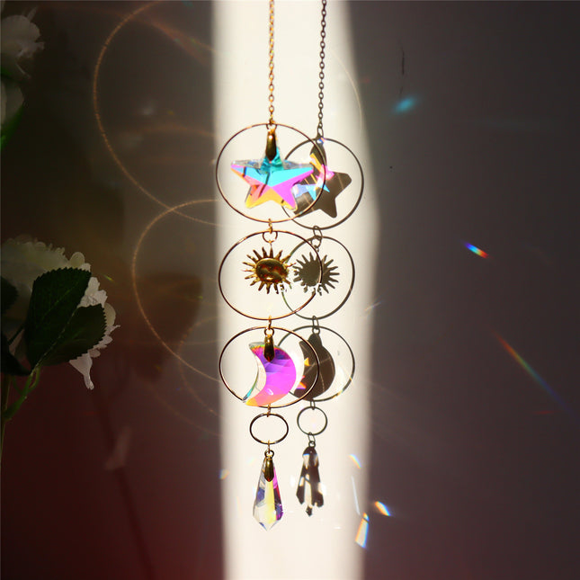 Crystal Wind Chimes Garden Moon Five-pointed Star Sun Wind Chimes