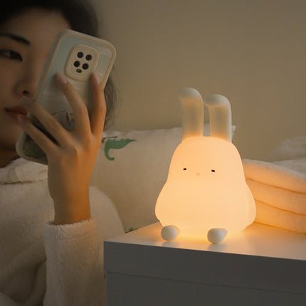 Timed Warm Light Silicone Rabbit Night Lamp Cute Led Lights