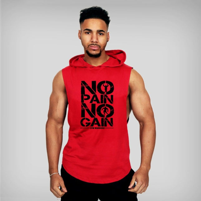 Mens Bodybuilding Hooded Tank Top