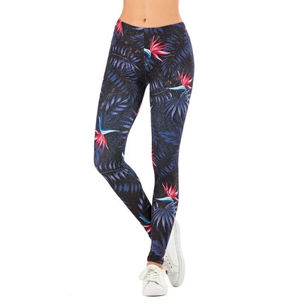 Brand Sexy Women Legging leaf Printing
