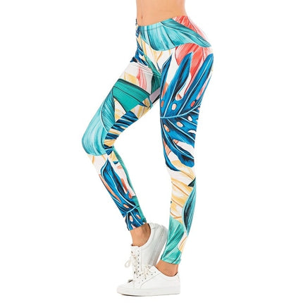 Brand Sexy Women Legging leaf Printing