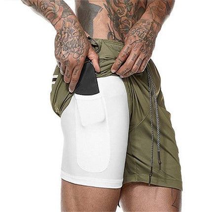 2 in 1 Quick Dry Mens Gym Shorts