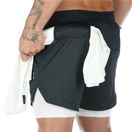 2 in 1 Quick Dry Mens Gym Shorts