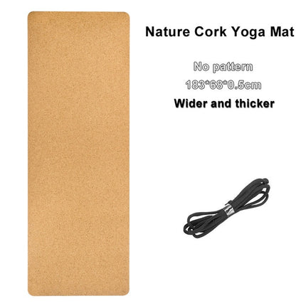 Jusenda 183X68cm Natural Cork TPE Yoga Mat