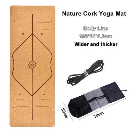 Jusenda 183X68cm Natural Cork TPE Yoga Mat